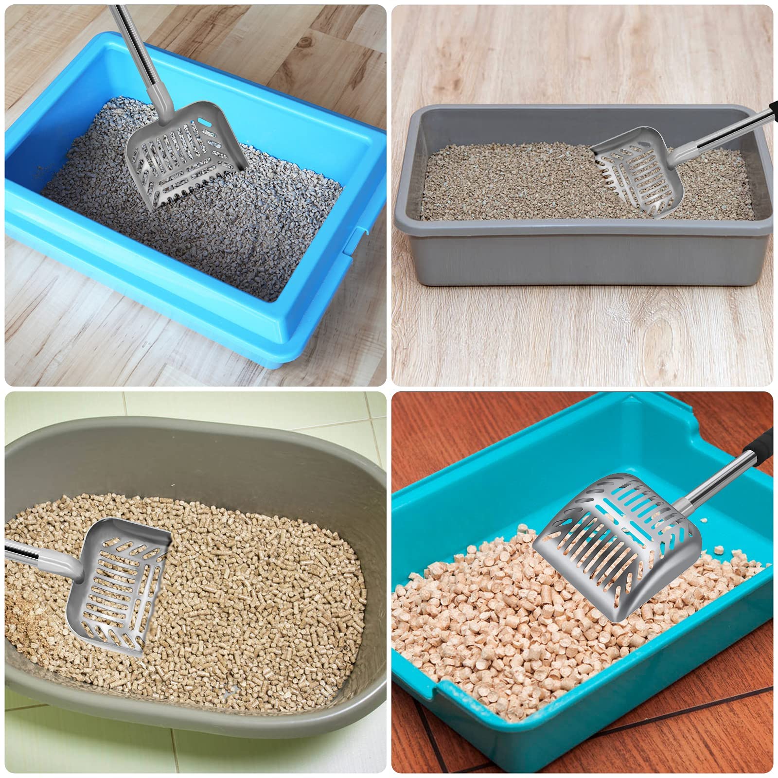Acalu multi-pet scoop handles cats, dogs, and coop litter effectively.