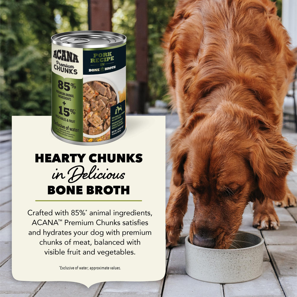 ACANA 12-pack premium chunks for convenient feeding.