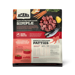 ACANA beef recipe freeze-dried patties close-up with rich texture.