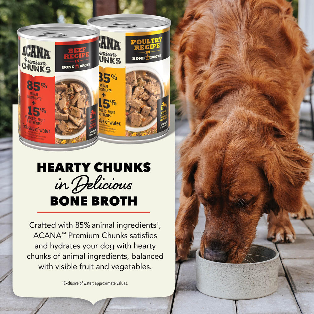 ACANA Bone Broth close-up emphasizes hydration-friendly flavor.