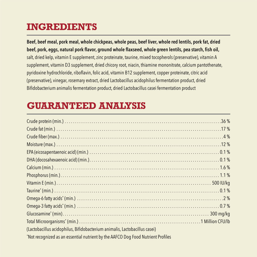 ACANA Butcher's Favorites beef liver and pork pieces emphasize premium ingredients