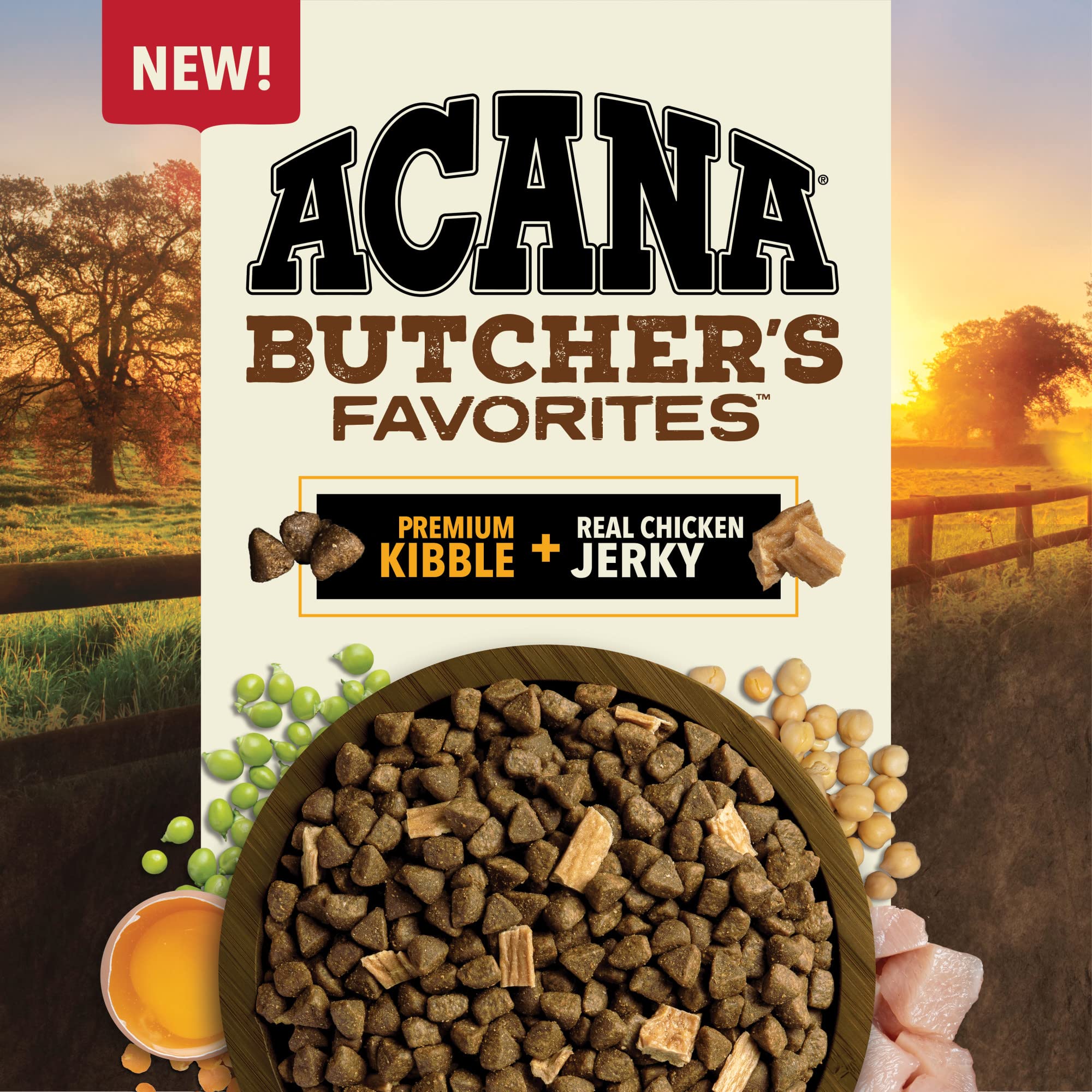 ACANA Butcher's Favorites chicken liver pieces with rich flavor.