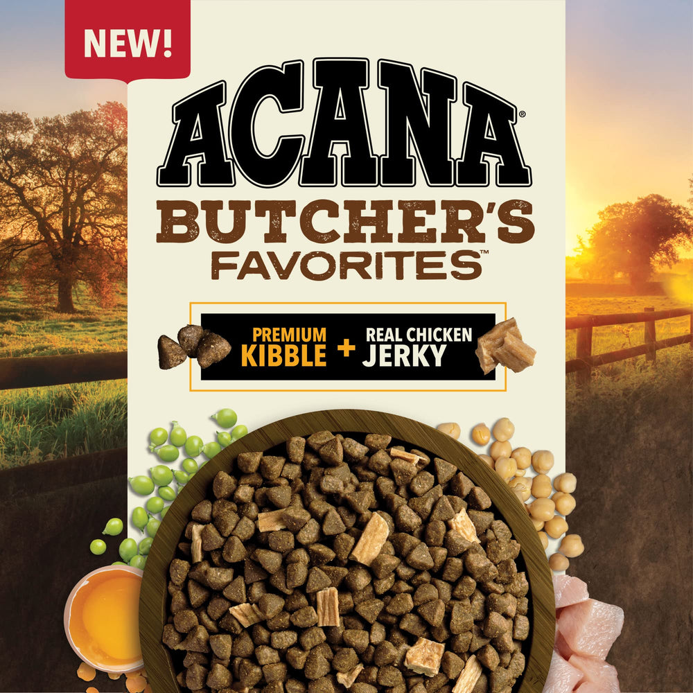 ACANA Butcher's Favorites chicken liver pieces with rich flavor.