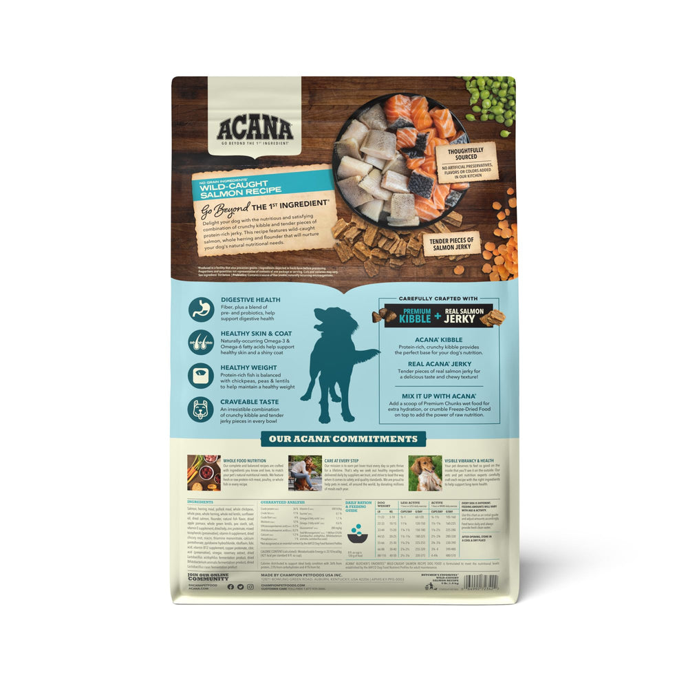 ACANA Butcher's Favorites real salmon jerky and kibble provide tasty texture