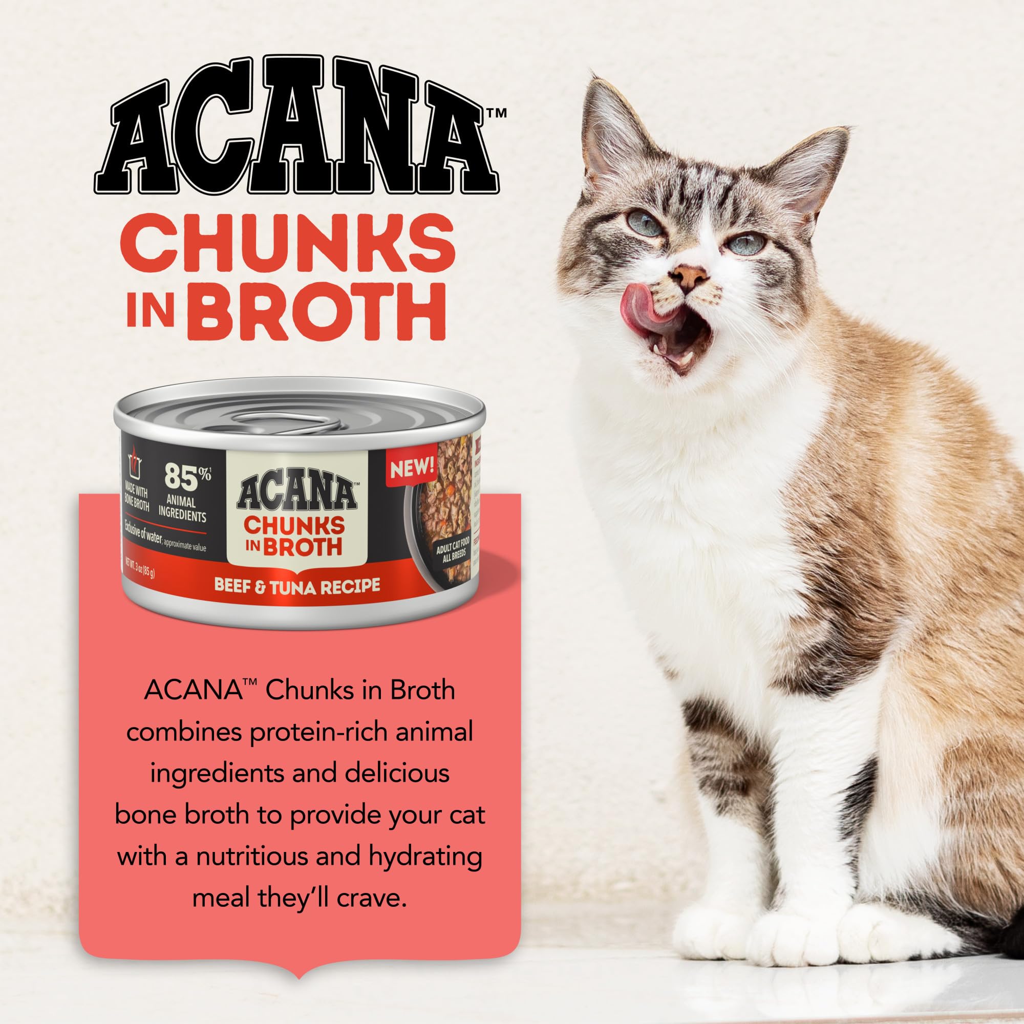 ACANA Chunks in Broth 3oz cans pack shown as a 12-count set