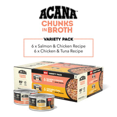ACANA Chunks in Broth Chicken-Tuna 3oz can: flavorful moisture for cats