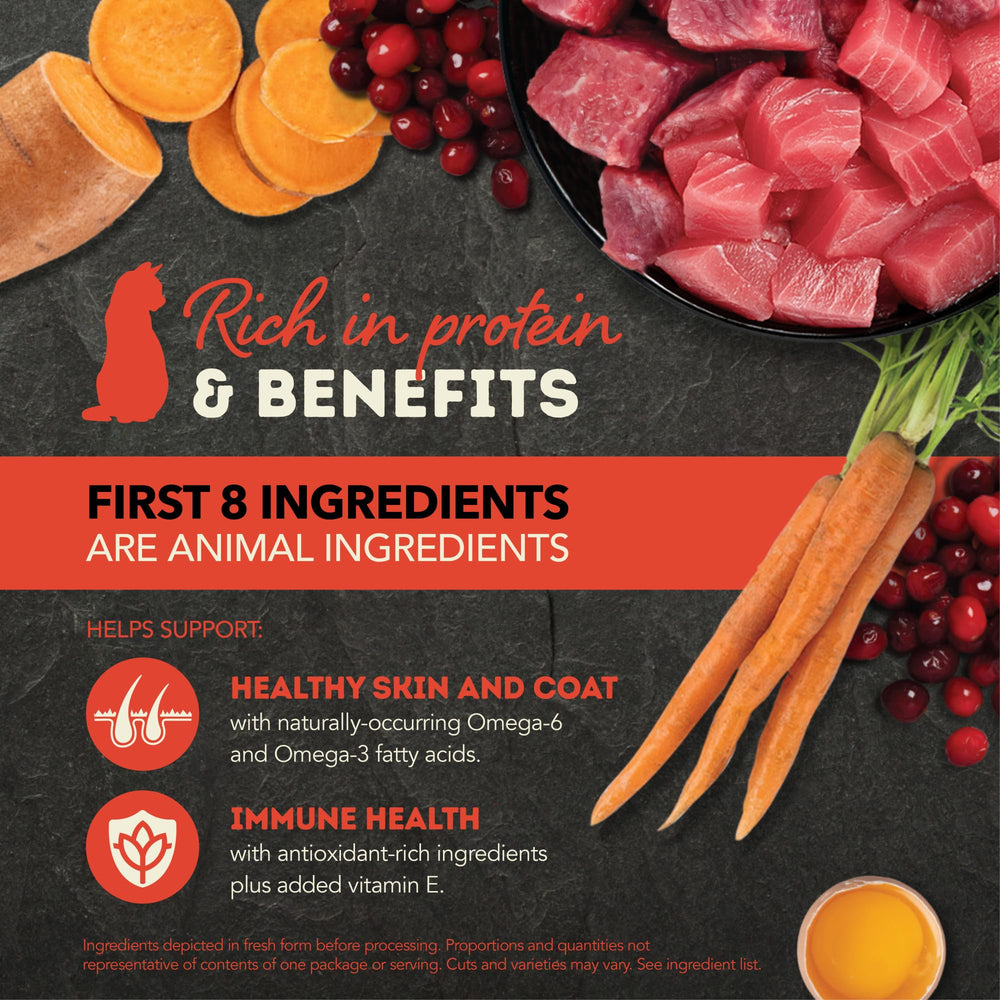 ACANA Chunks in Broth no grain ingredients highlight grain-free recipe for cats