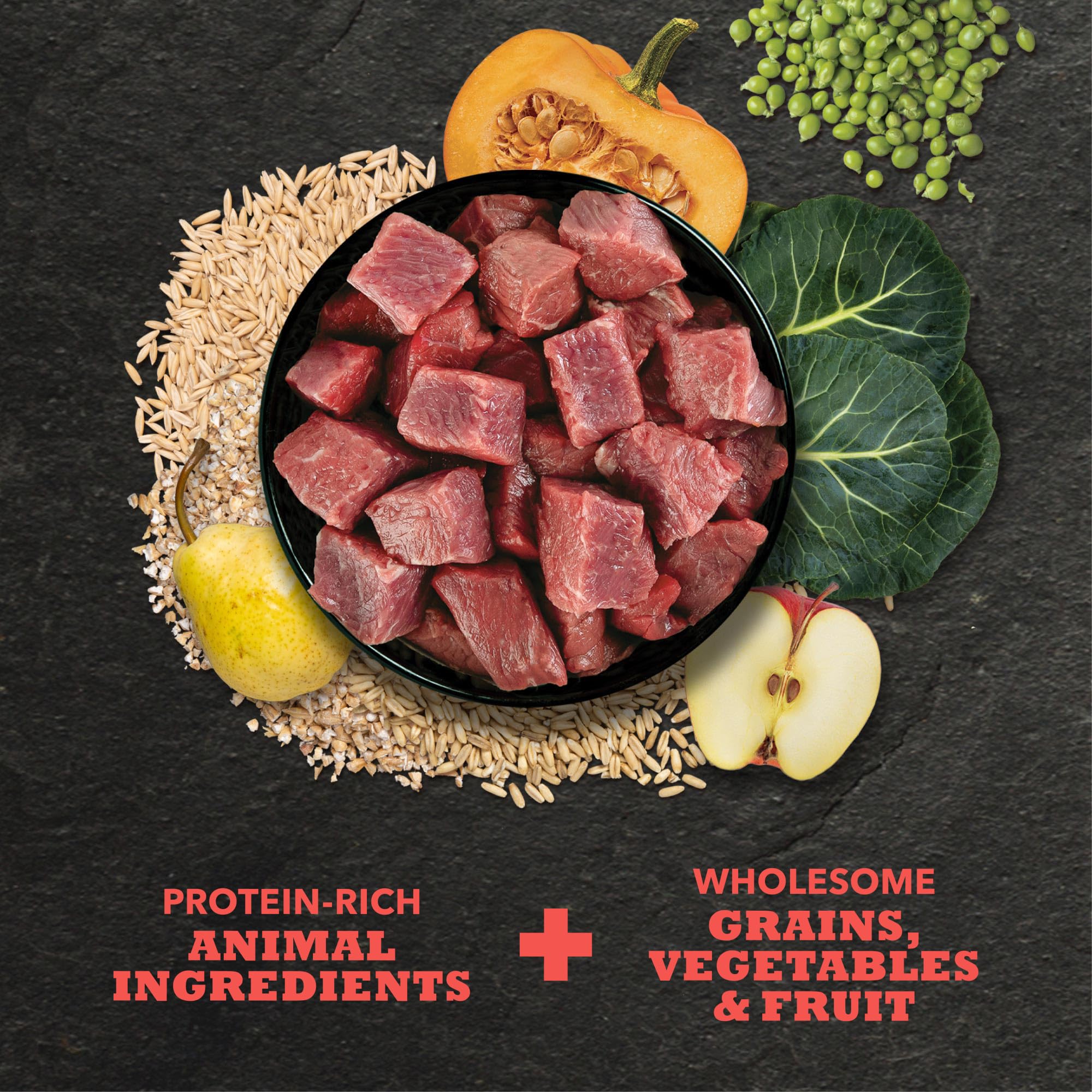 ACANA Classics Beef & Barley vegetables and fruit close-up showing natural nutrients