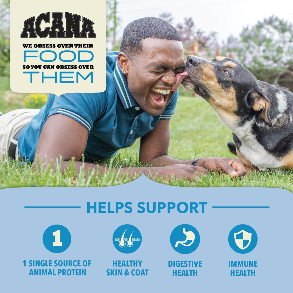 ACANA duck ingredient detail highlights a single protein source.