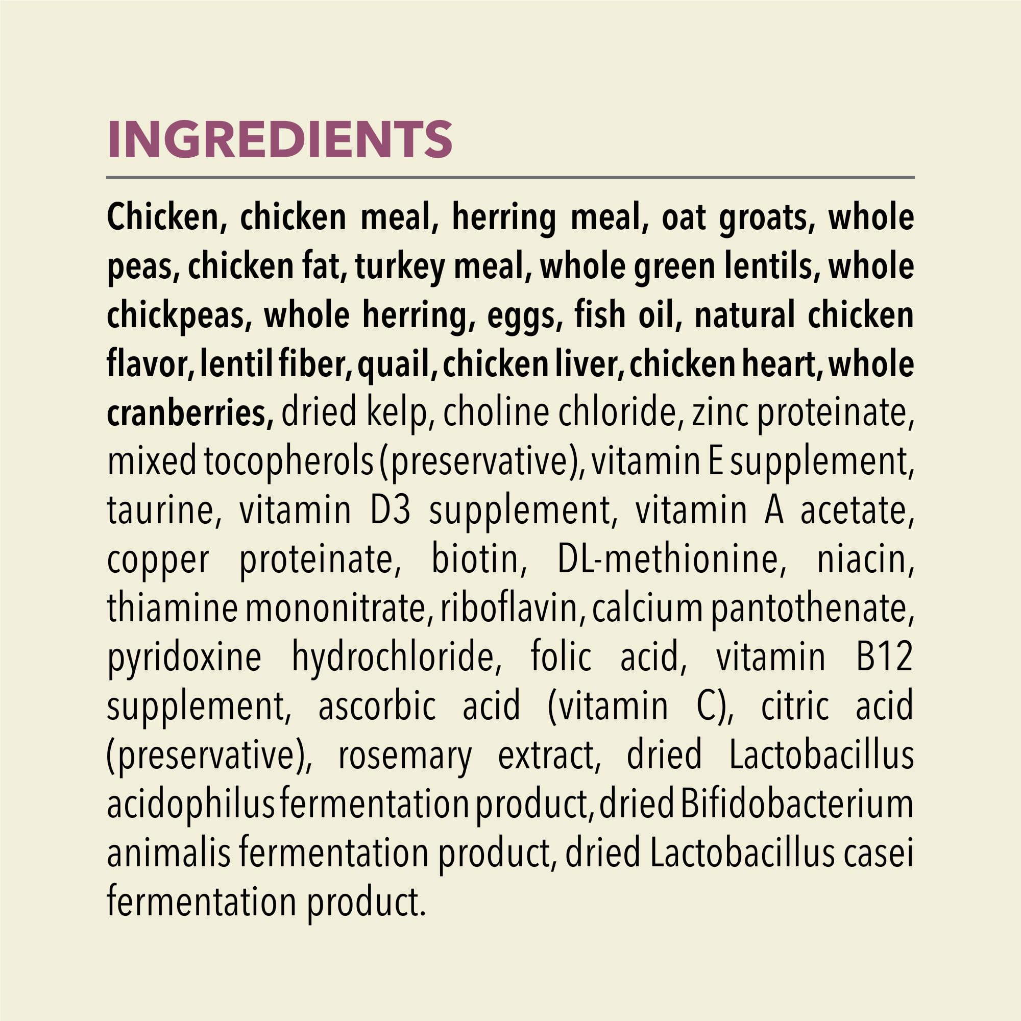 ACANA First Feast nutrition panel featuring 70 percent animal ingredients