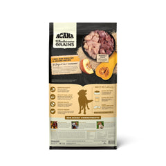 ACANA Wholesome Grains free-run poultry ingredients like chicken and turkey in kibble.