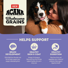 ACANA close-up shows fresh chicken and turkey ingredients for high-quality protein.