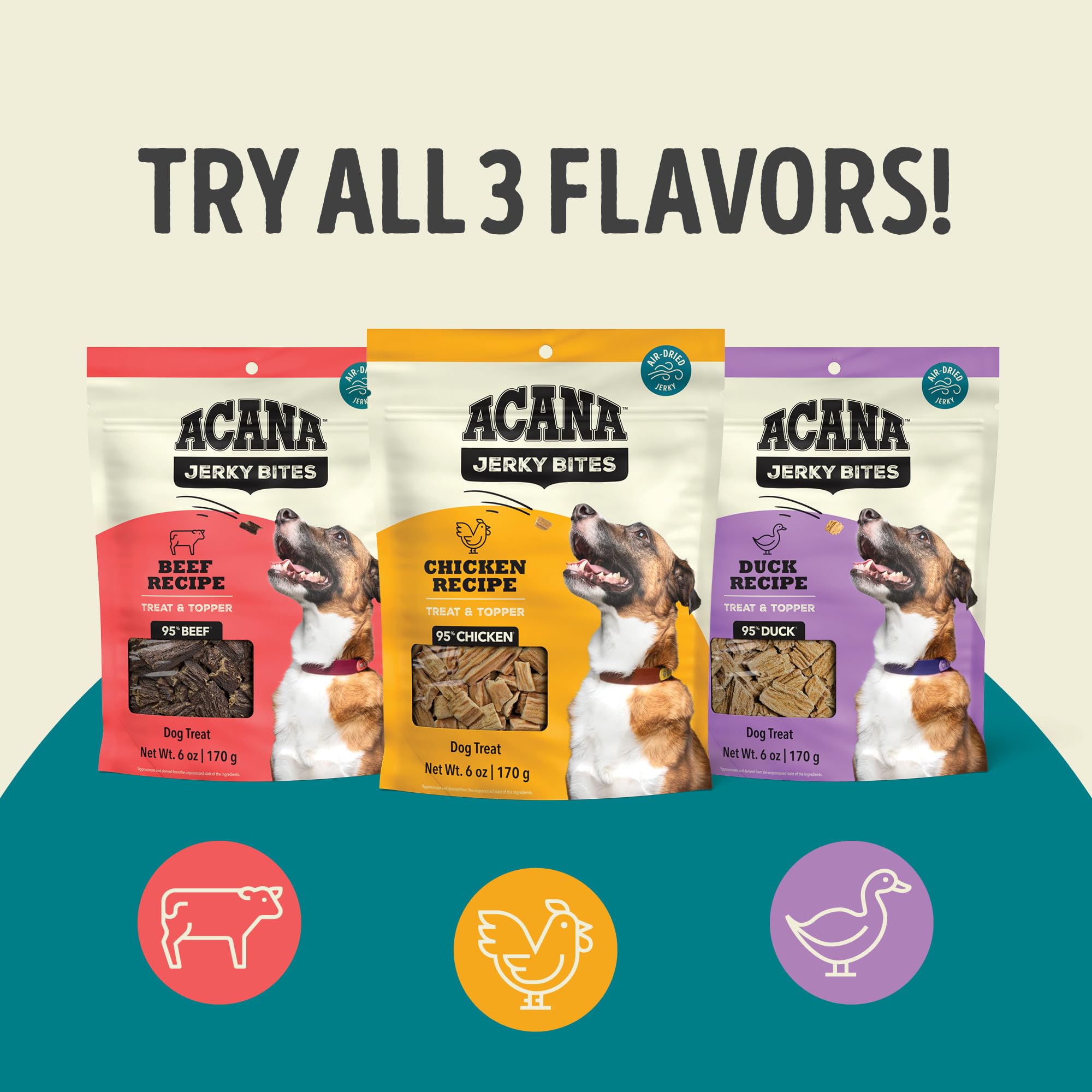 ACANA Jerky Bites used as meal topper on kibble