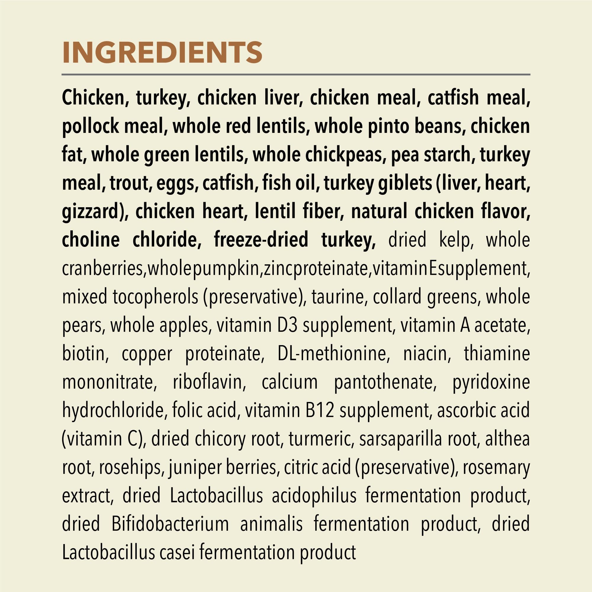 ACANA Meadowlands kibble with chicken liver as a key protein source