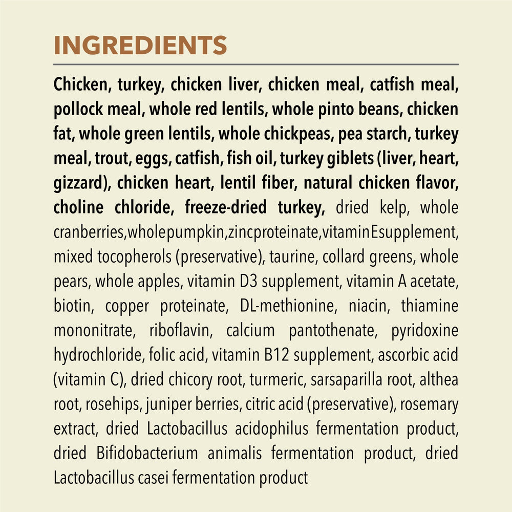 ACANA Meadowlands kibble with chicken liver as a key protein source
