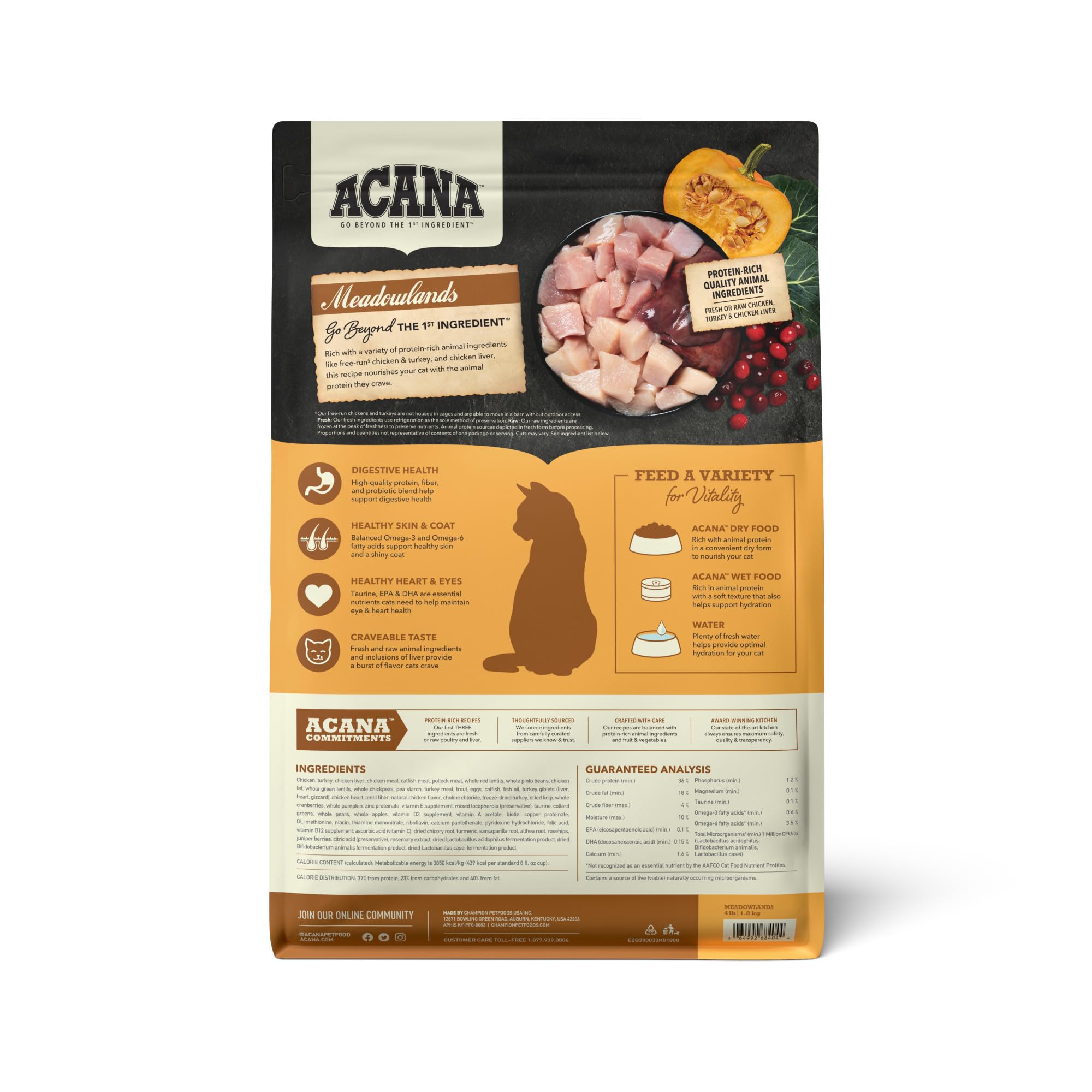 ACANA Meadowlands kibble close-up showing protein-rich bites