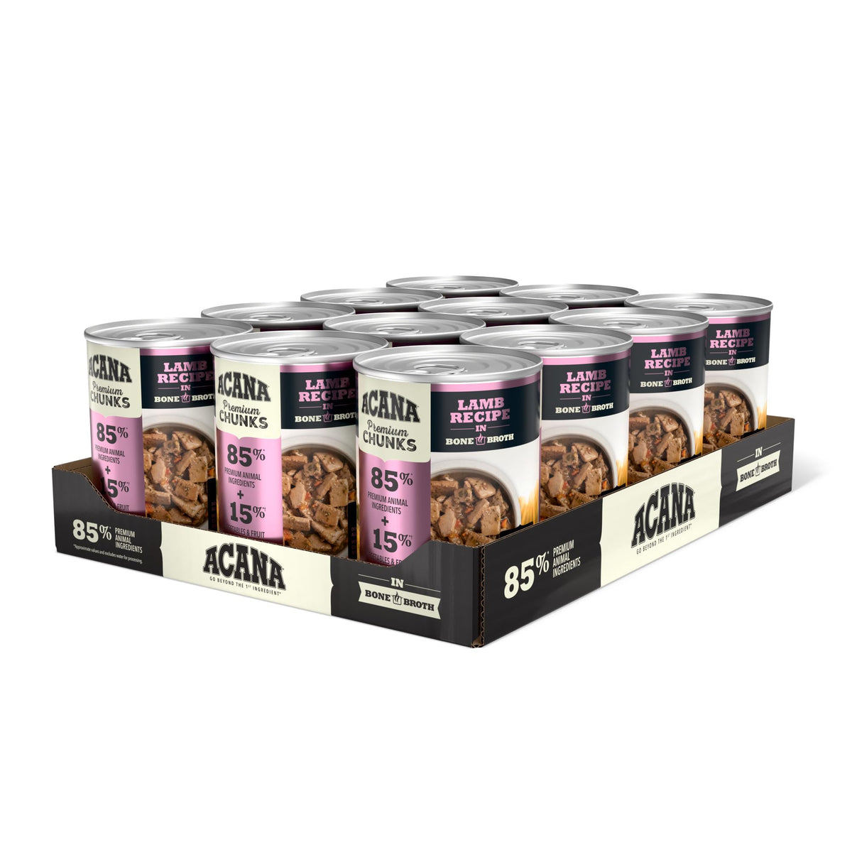 ACANA Premium Chunks Lamb in Bone Broth can offers rich moisture for hydration.