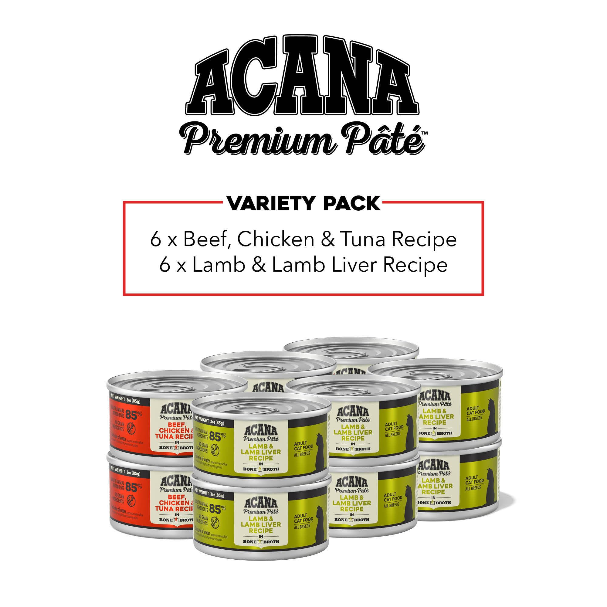 ACANA grain-free pâté ingredients spotlight high animal protein.