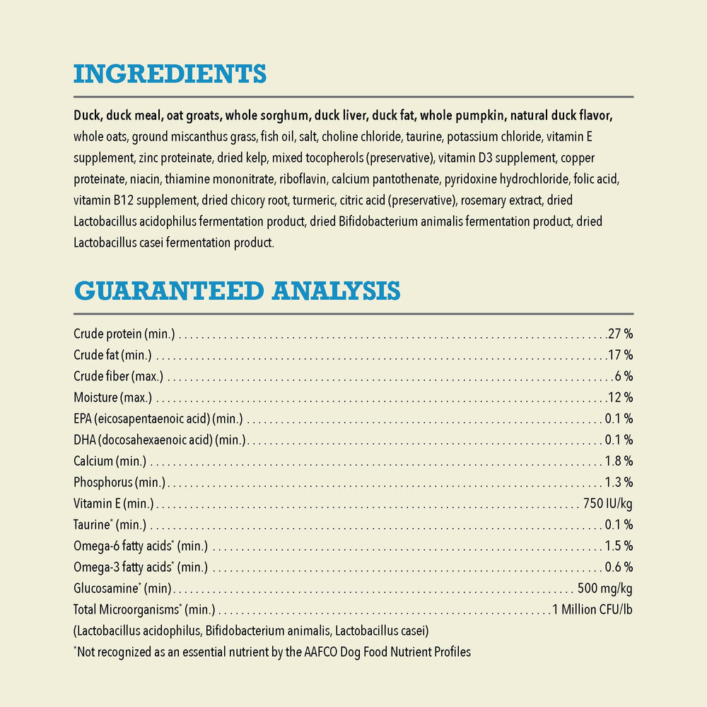 ACANA probiotic and prebiotic blend shown on packaging for digestion support.