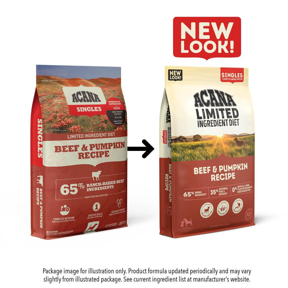 ACANA Singles freeze-dried coating adds flavor.