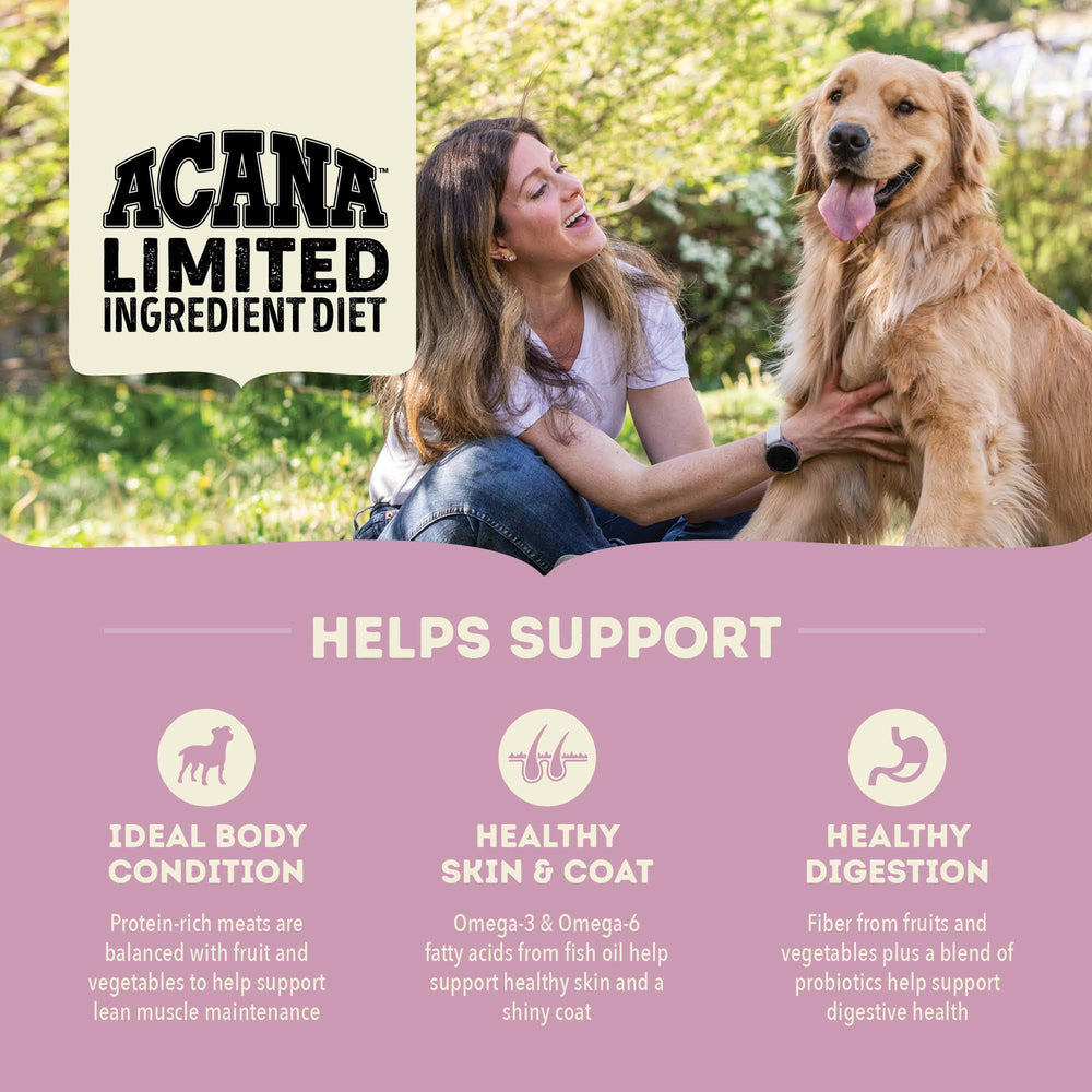 ACANA grain-free kibble close-up – balanced ingredients for digestion.