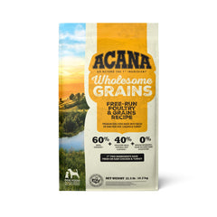 ACANA Wholesome Grains bag-front view signaling balanced nutrition.