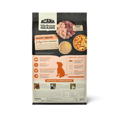ACANA puppy kibble close-up highlighting high-protein formula for growth.