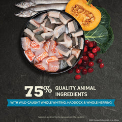 ACANA Wild Atlantic herring and Acadian redfish kibble emphasizing omega-3 richness.