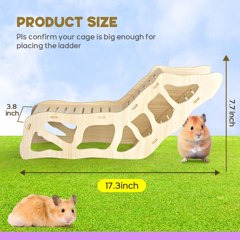 AccEncyc wooden hamster bridge shows easy installation for linking huts and platforms.