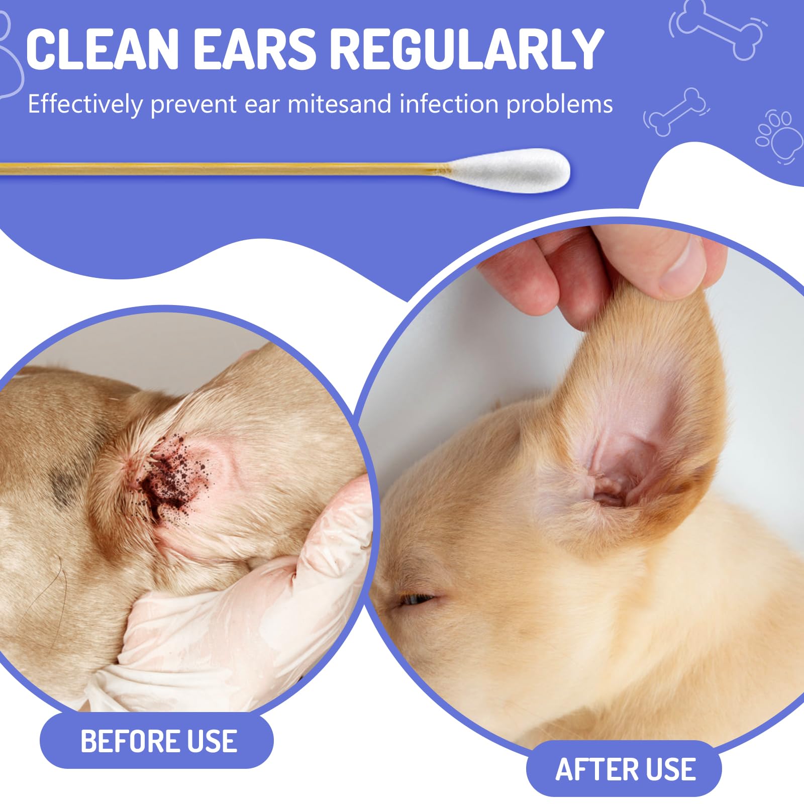Accesfire 6 inch dog ear swabs for thorough canal access