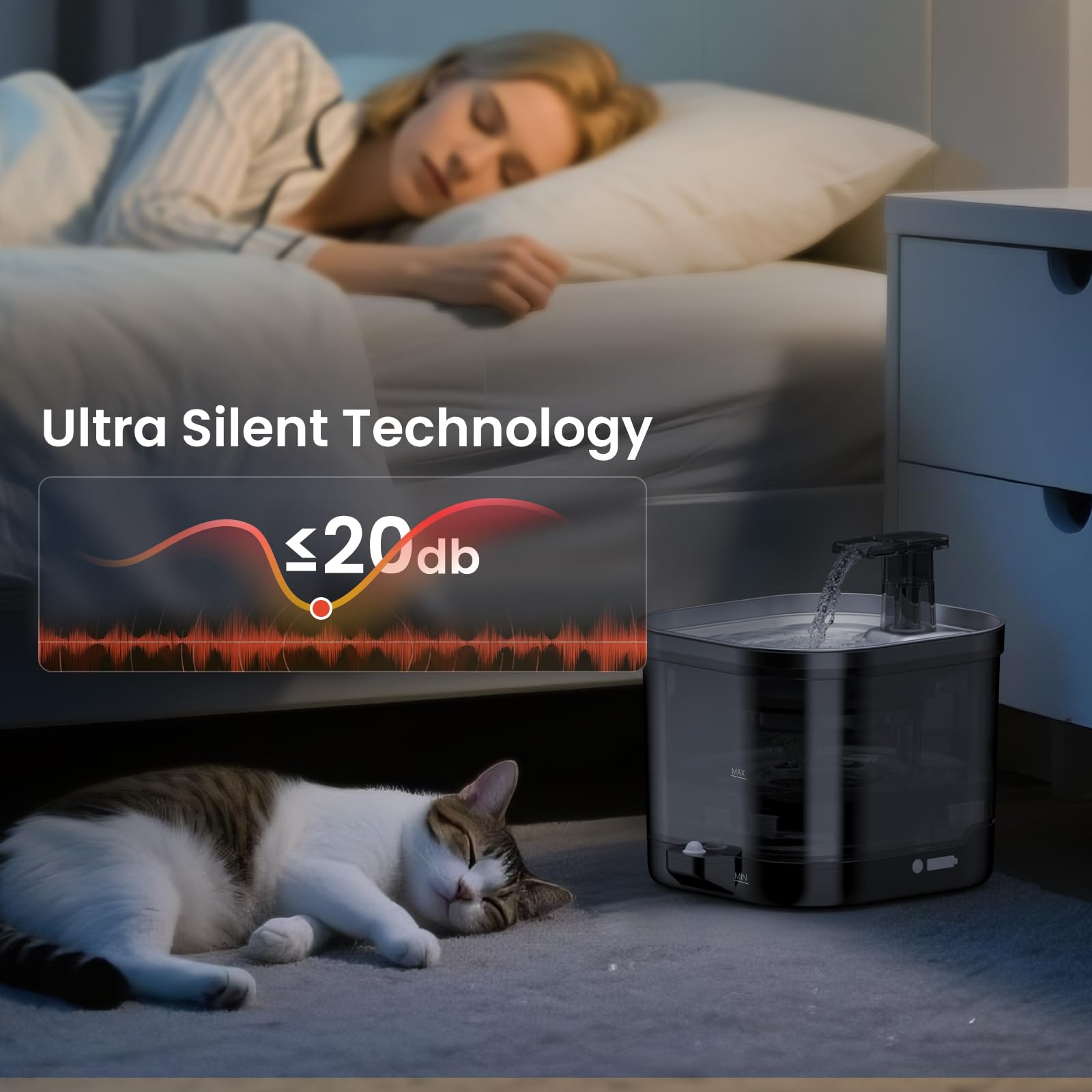 Accokids fountain auto outlet activates when pets approach within 1.5m