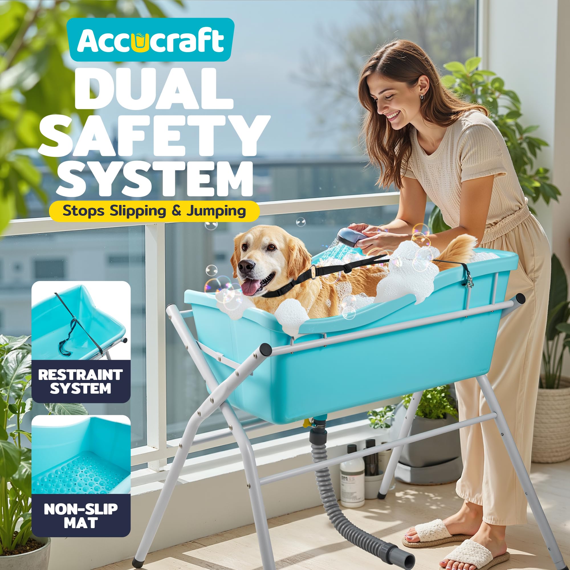 ACCUCRAFT Dog Bath Tub 30 by 17 by 12-inch basin for small to medium dogs.