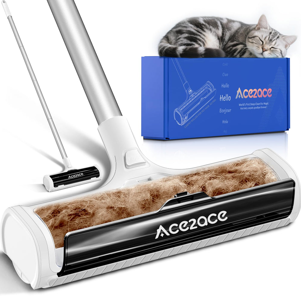 ACE2ACE A3 Pro Carpet Roller demonstrating hair-removal on carpet surface