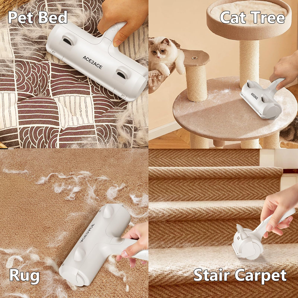 ACE2ACE pet hair remover on couch demonstrates effective furniture cleaning