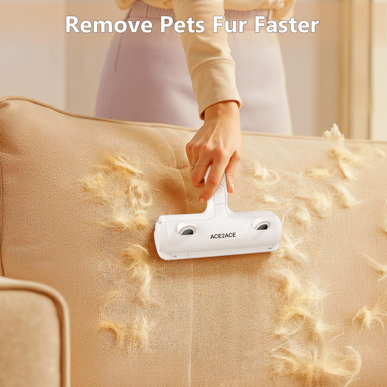 ACE2ACE self-cleaning brush for pet hair removal