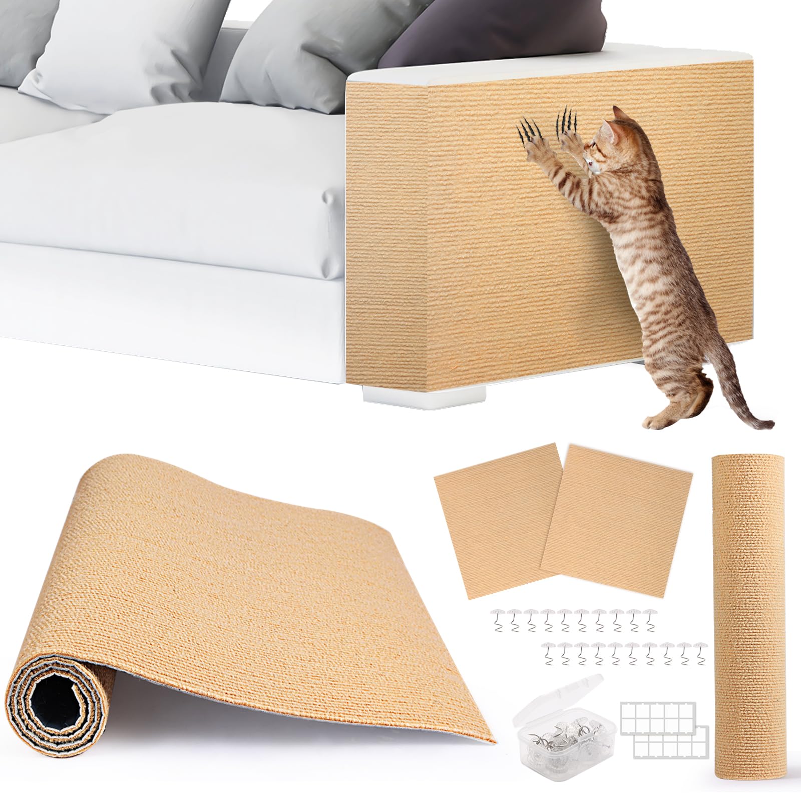 ACEDIGI 4-pack cat scratch couch set protects furniture while guiding scratching
