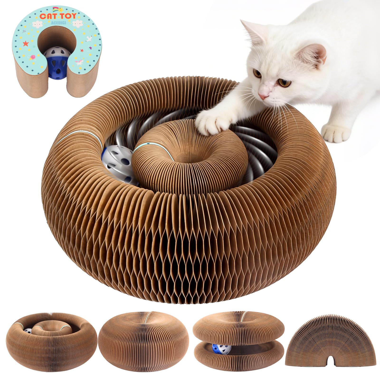 ACEDIGI extensible scratcher cardboard offers versatile play for claws and stretching.