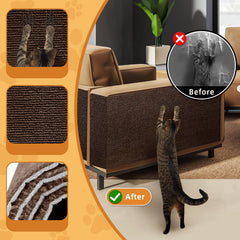 Long mats with adhesive backing protecting walls during scratching.