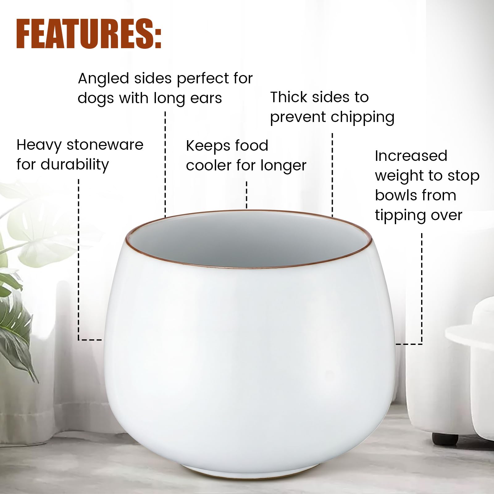 Acellegic dog bowl stoneware durable design blends with home decor.