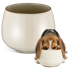 Acellegic ceramic dog bowl with long-ears design keeps ears clean during meals.