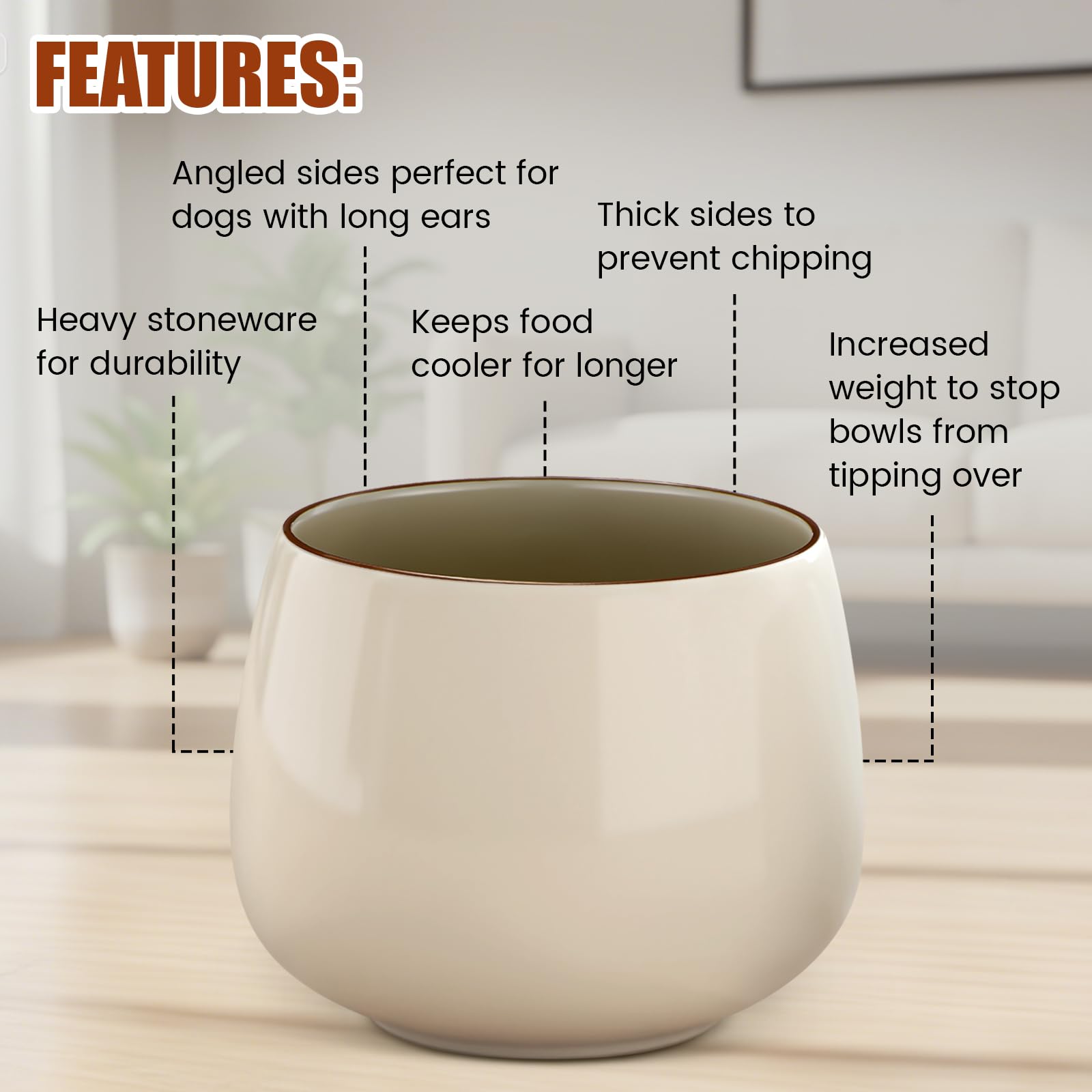 Acellegic chic kitchen pet station bowl blends with décor during feeding.