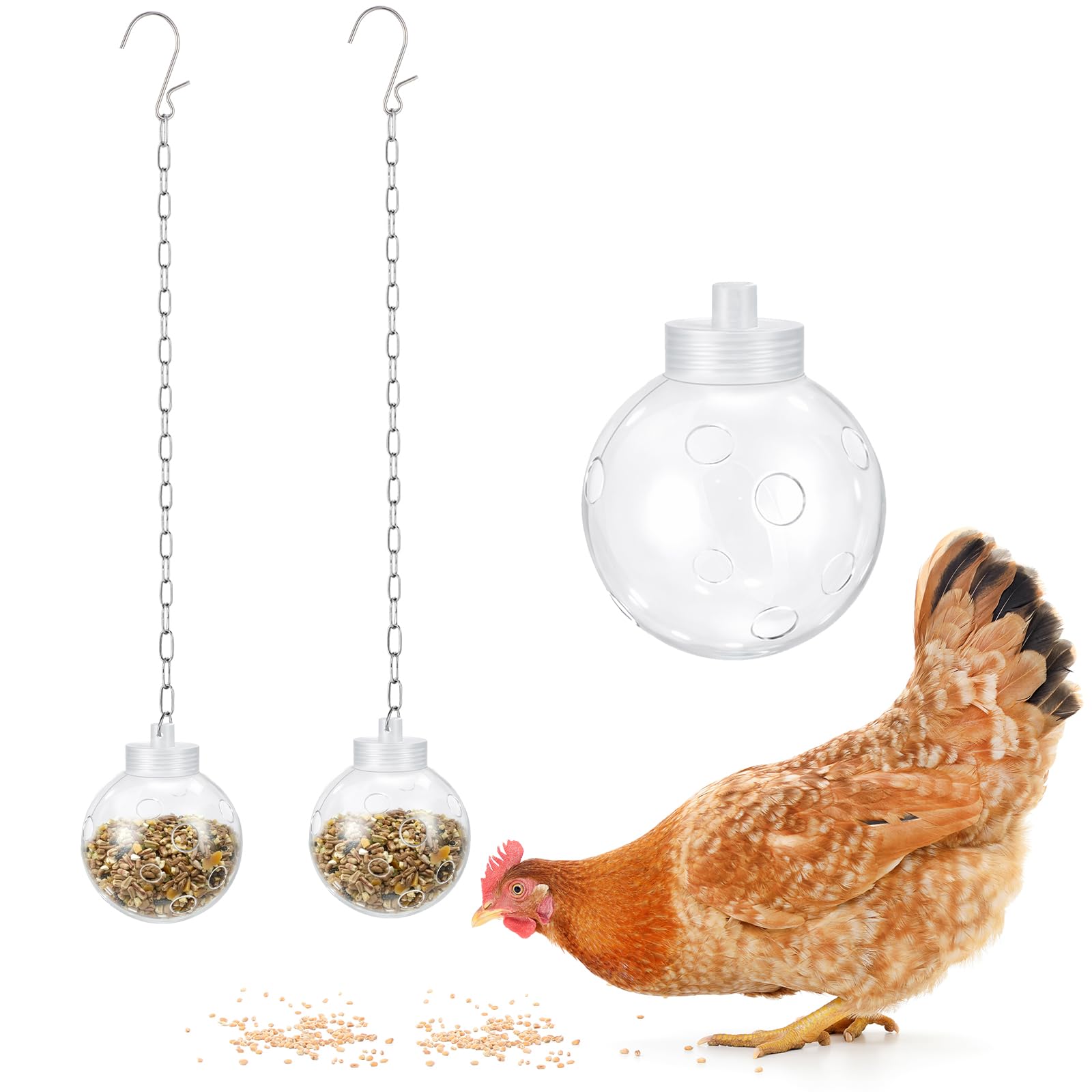 Acellegic chicken treat dispenser ball enables slow feeding and enrichment