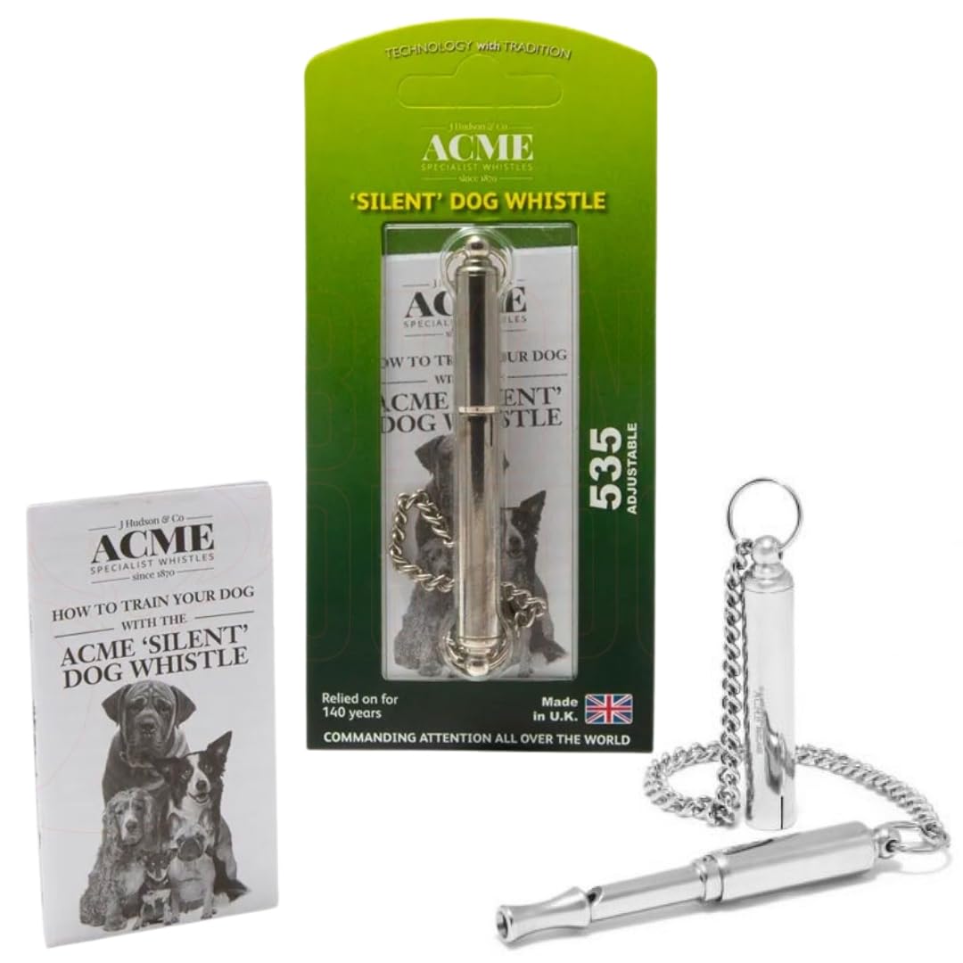 ACME 535 Silent Dog Whistle with brass body, ideal for precise recall signals.
