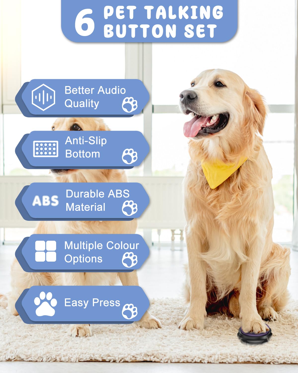 Acools dog button mat keeps buttons organized and waterproof during training.