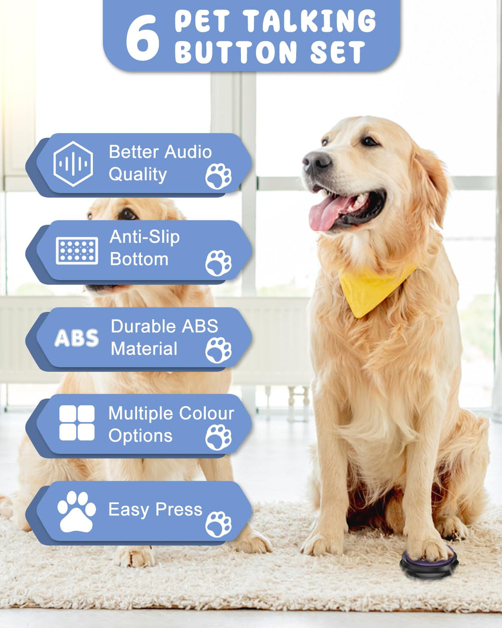 Acools dog button mat keeps buttons organized and waterproof during training.