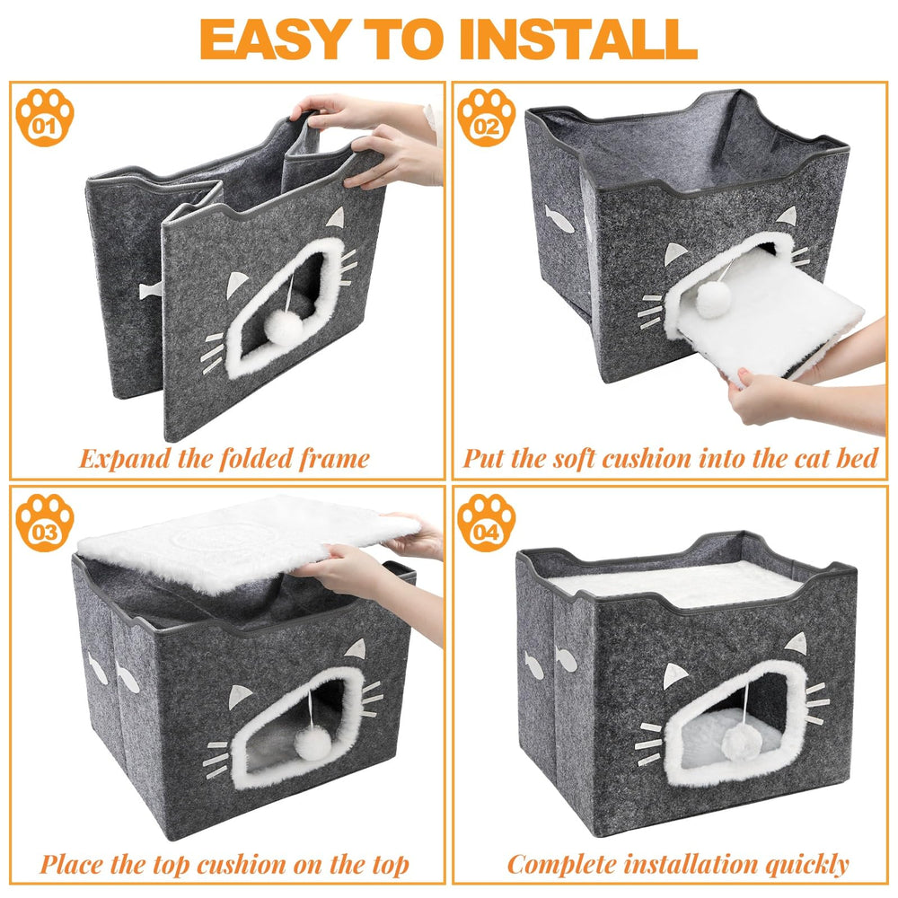 Acshio Cat House durable MDF construction withstands daily cat use.