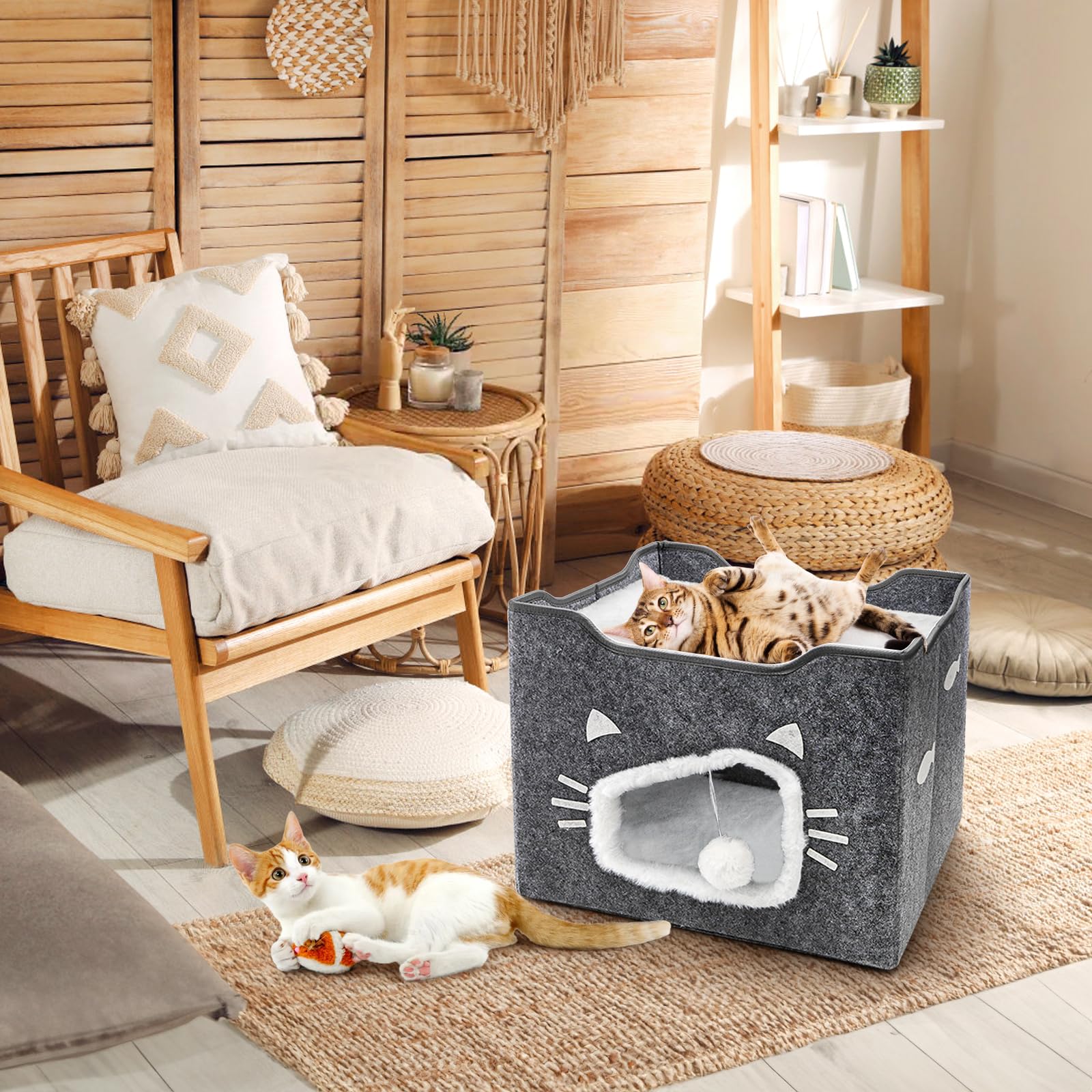 Acshio Cat House portable design supports easy room-to-room moves.