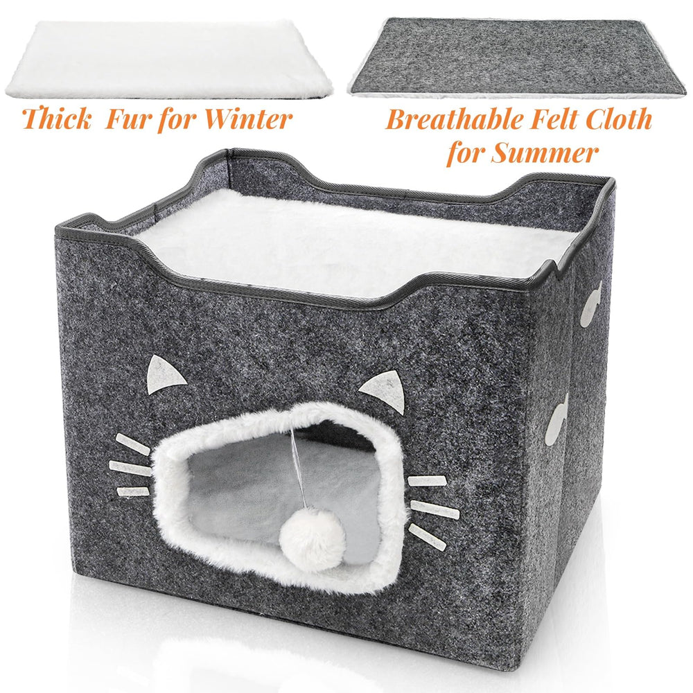 Acshio Cat House felt sleeping mat stays cool in summer.
