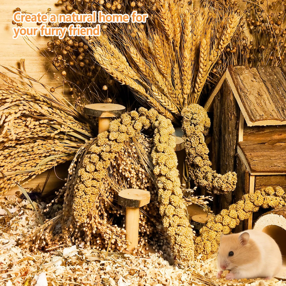 Acsist hand-picked bedding decorations bring natural color to the cage.