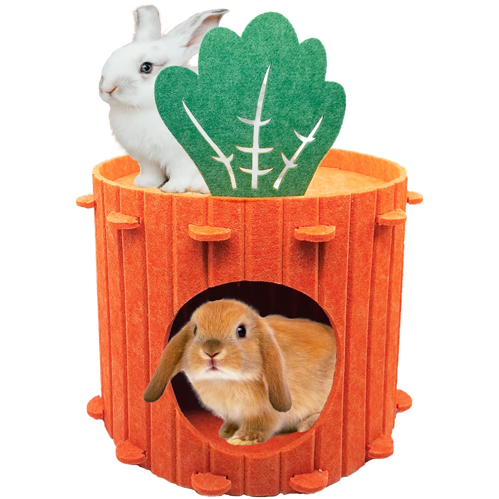 Acsist Rabbit Hideout carrot-theme bed offers a cozy, secure resting space for small pets.